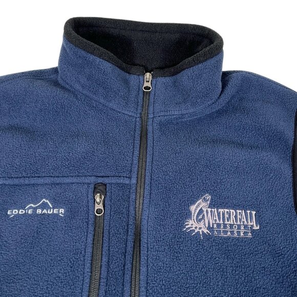Eddie Bauer Mens Blue Full Zip Waterfall Resort Alaska Fishing Fleece Vest Sz M - Picture 6 of 12
